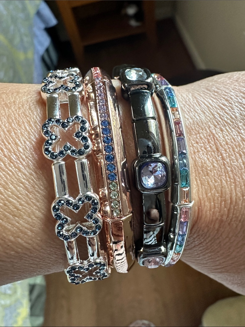 Multicolor Crystal Stackable Bangle Bracelet Set - Women Jewelry